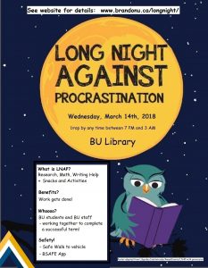 Long Night Against Procrastination Event Poster - March 14, 2018
