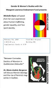 Poster features rainbow-coloured flag with medicine wheel in its centre at the top of the page. At the bottom is an image of a person with their fist raised appearing to burst through the page.