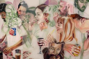 Artwork features images of people eating and drinking