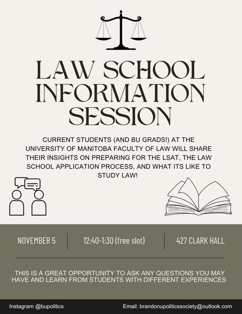 Poster includes images of scales of justice, figures with speech bubbles and an open book