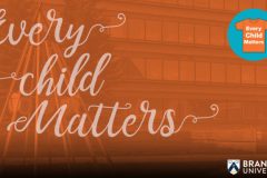 A building can be seen behind and orange hue, with the words Every Child Matters. An orange t-shirt is in the corner of the image.