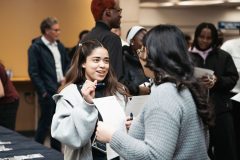 Co-op students mingle at an event earlier this year.