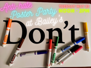 Markers lie on a poster that says "Don't"